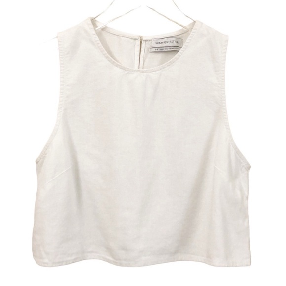 Urban Outfitters Tops - Urban Outfitters Linen Cotton Blend Sleeveless Crop Top | White | S
